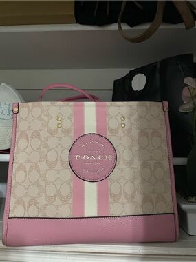 Pink Tote Bag with Signature Pattern coach bag
